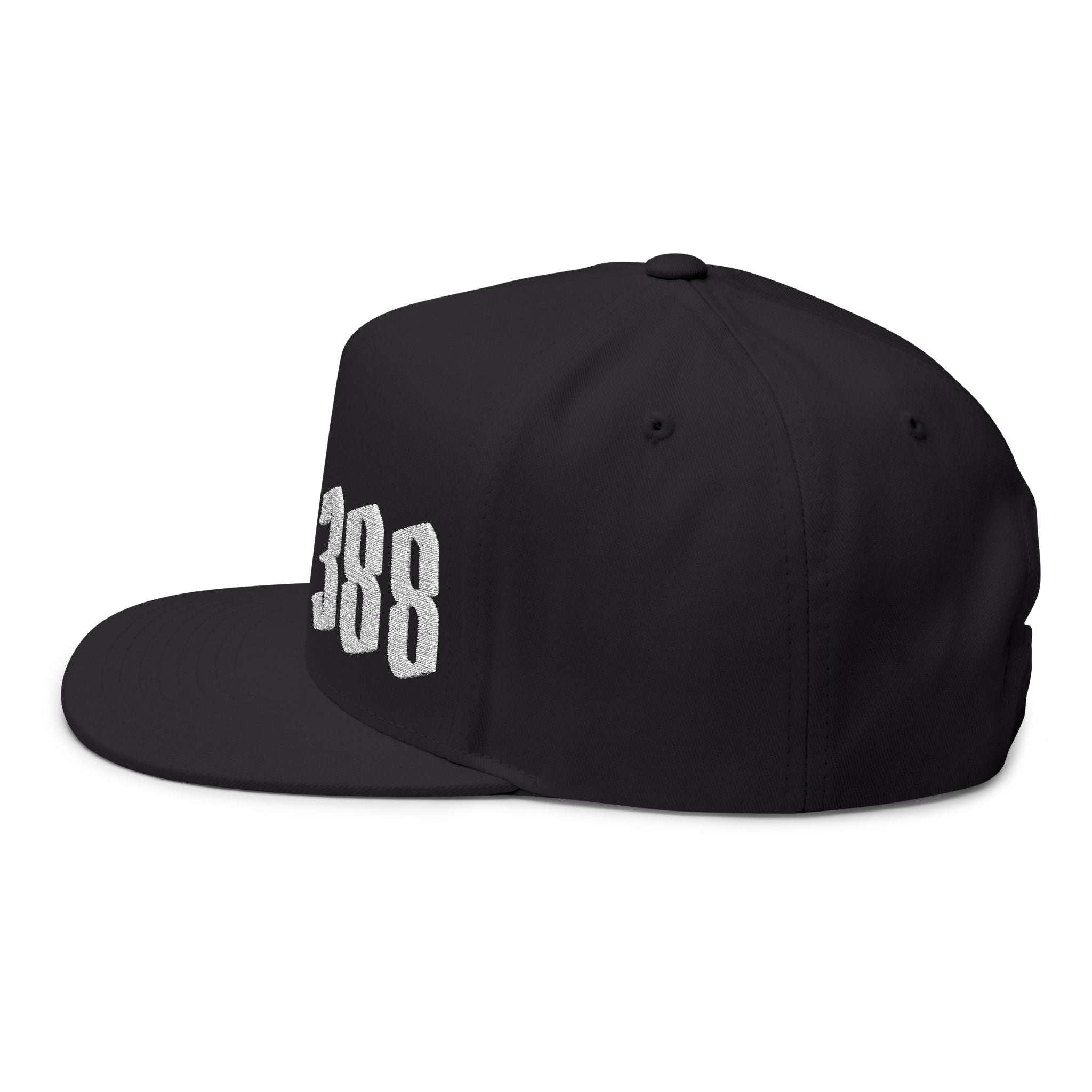 Embroidered Flat Bill Cap — Custom Gothic Text Snapback