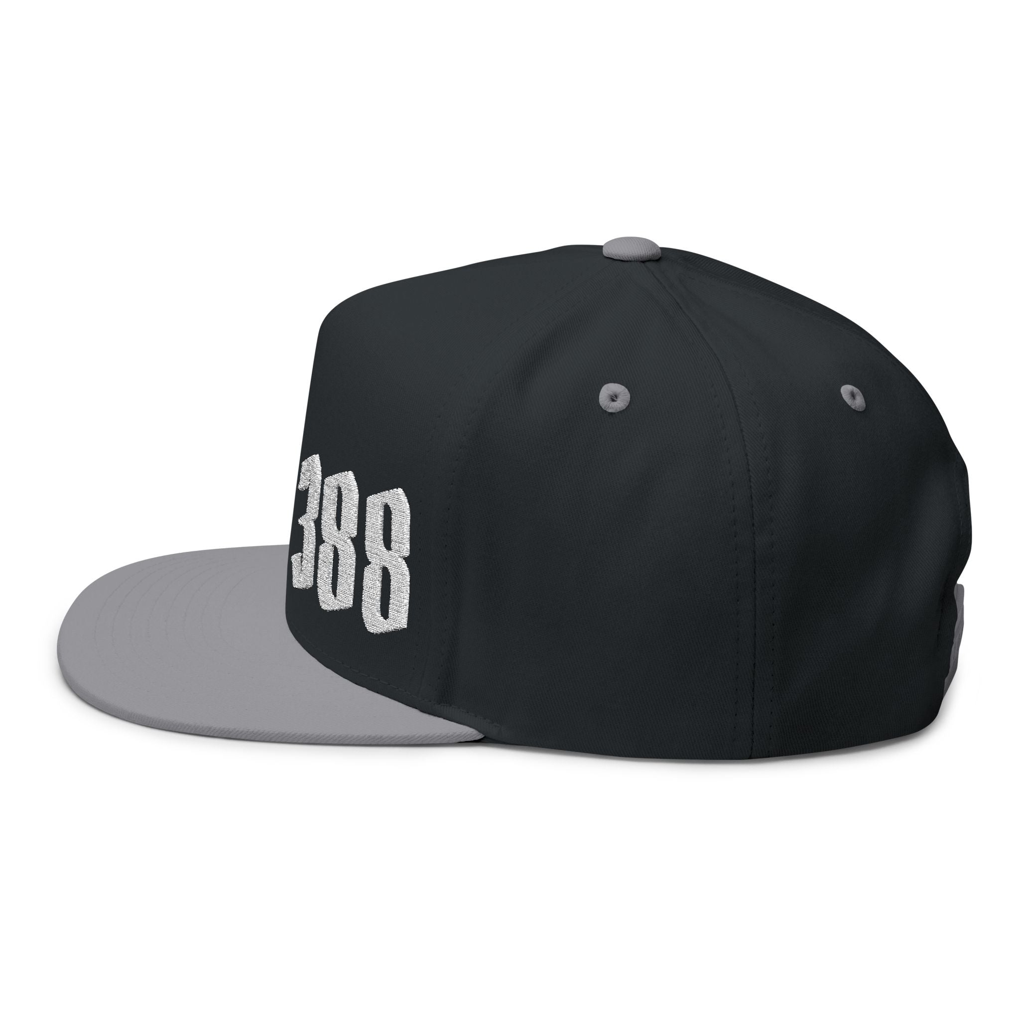 Embroidered Flat Bill Cap — Custom Gothic Text Snapback