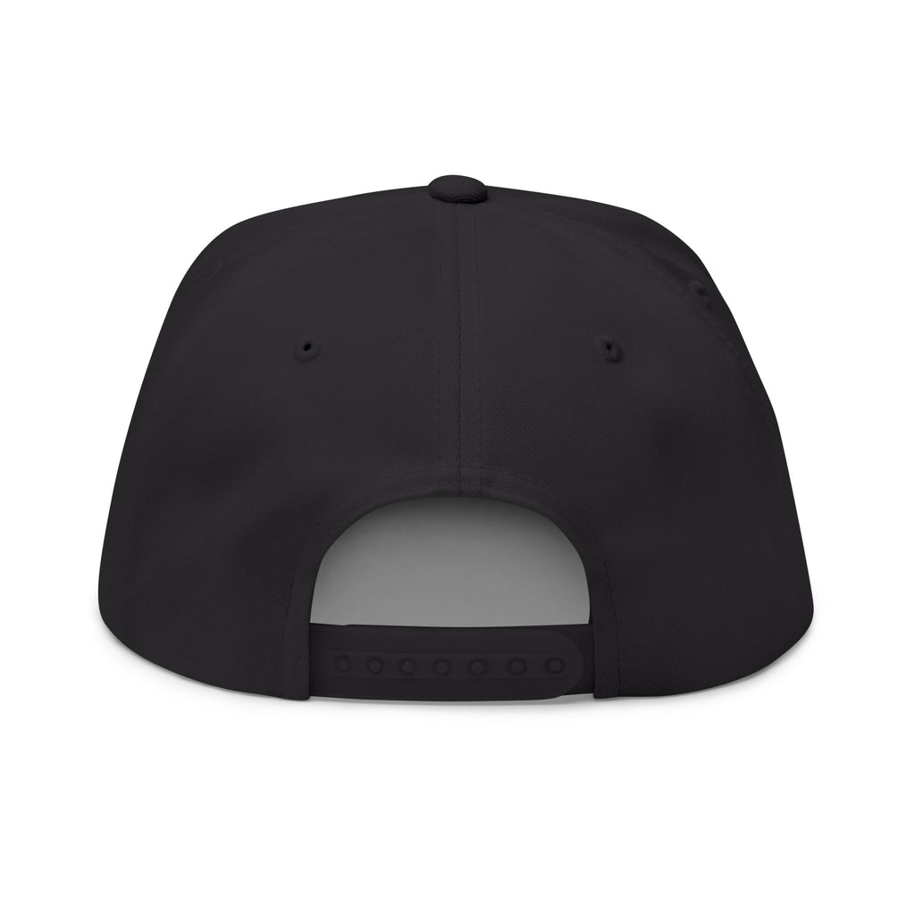 Embroidered Flat Bill Cap — Custom Gothic Text Snapback