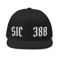 Embroidered Flat Bill Cap — Custom Gothic Text Snapback
