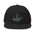 Embroidered Flat Bill Cap — Send It Crew Skull Ribbon Logo