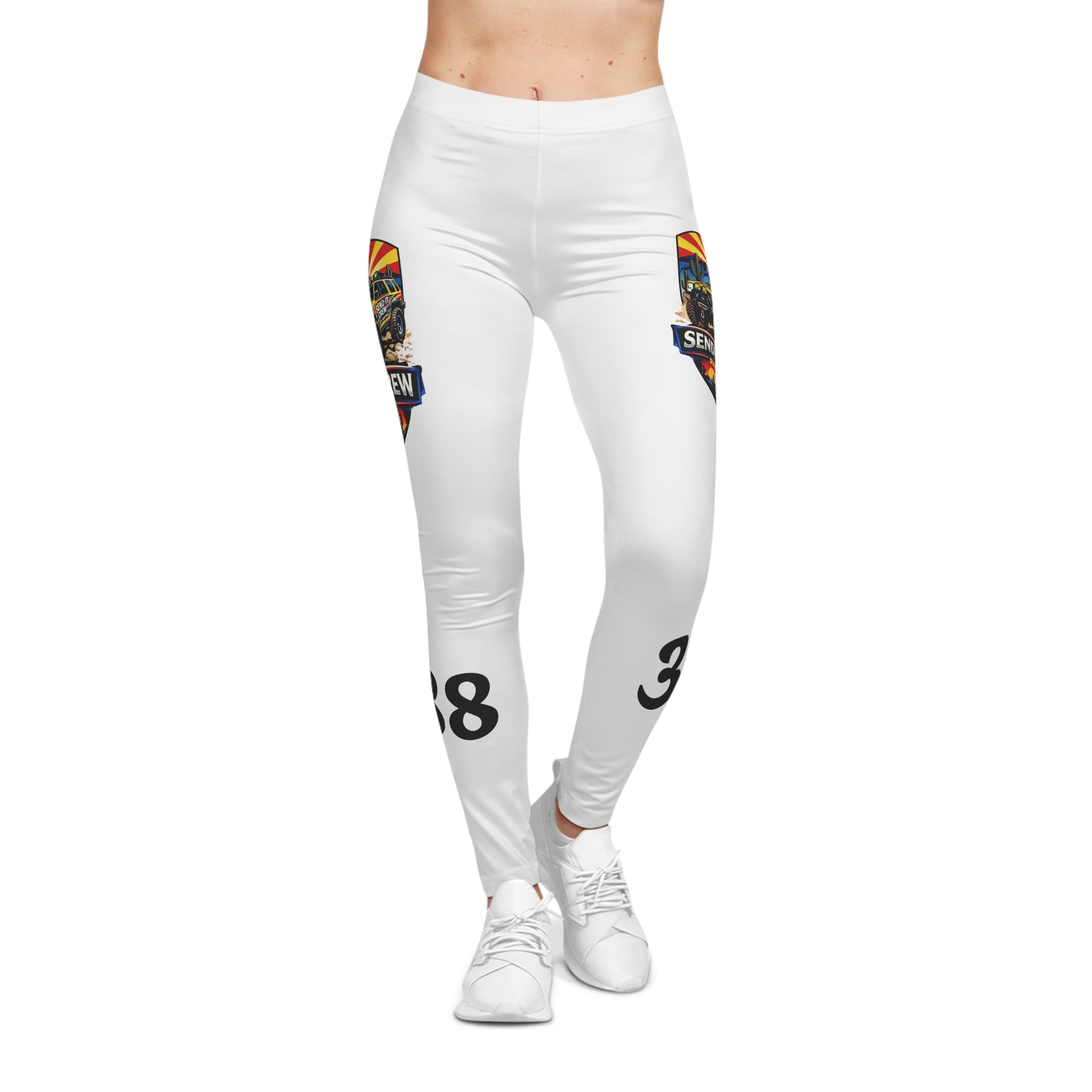 38 Crew Graphic Leggings — Vintage Racing Patch Print
